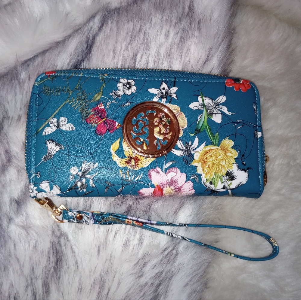 Dasien New Teal Floral Wallet